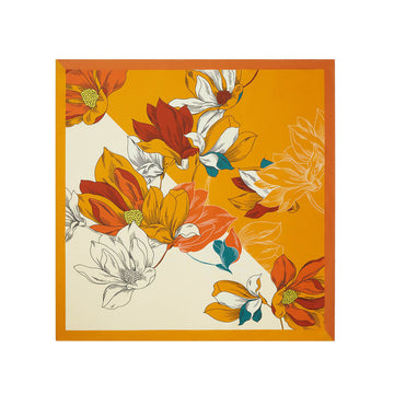 Designer Silk Scarf Head Scarf Square, Vibrant Magnolia